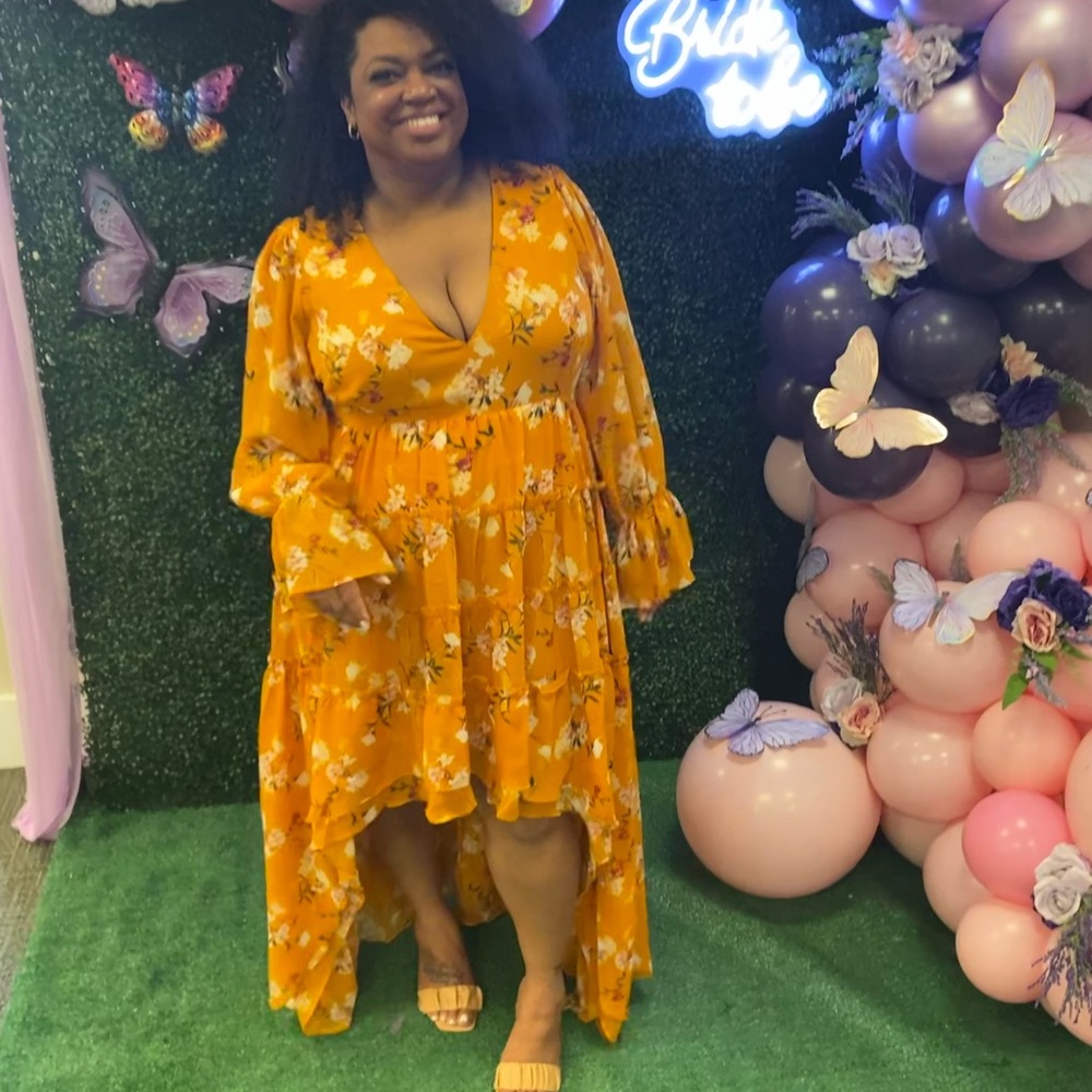 Yellow floral high low dress